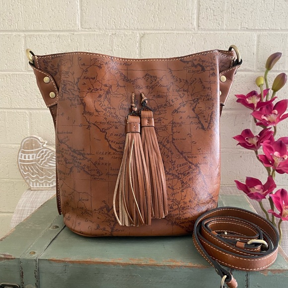 Patricia Nash Bags Patricia Nash Otavia Map Riot Rust Bucket Bag